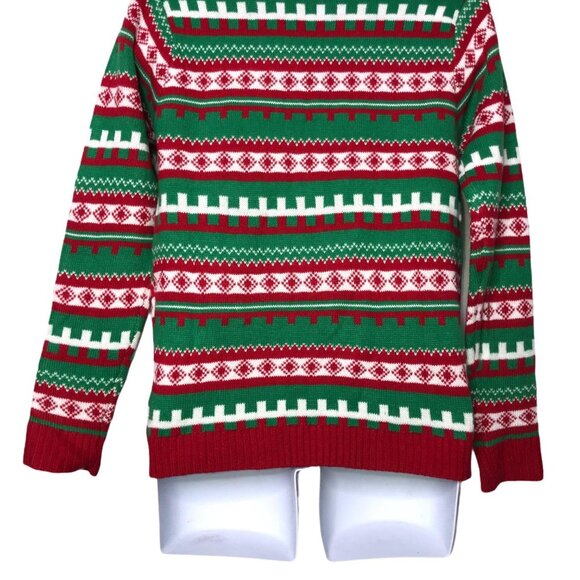 NWT 33 Degrees Santa Claus Cat Sweater Mens L Ugly Pullover Funny Party Striped - Picture 9 of 10